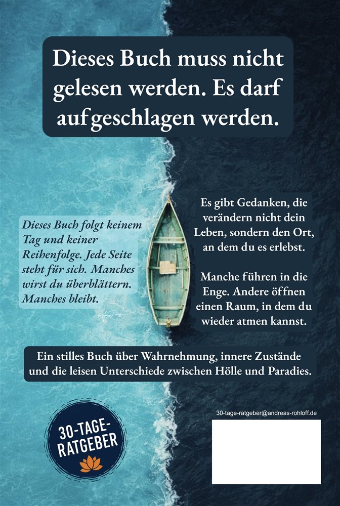Rückseite: Deine Gedanken entscheiden, ob du in der Hölle oder im Paradies lebst